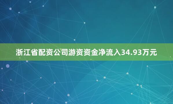 浙江省配资公司游资资金净流入34.93万元
